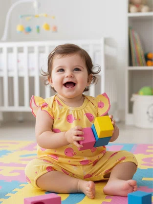 Macaquinho Feminino Bebê Estampa Baleia 1001115 Kyly Amarelo