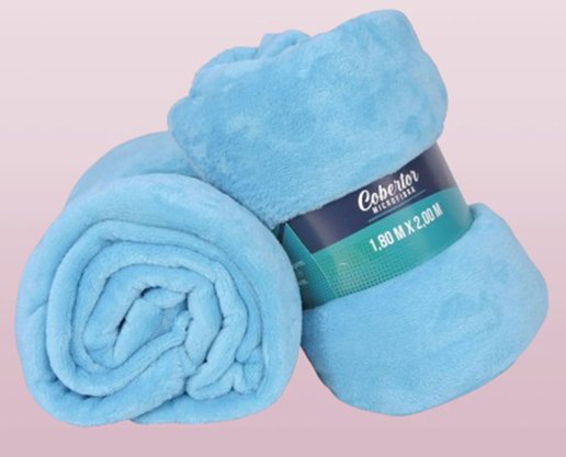 Manta Flannel Casal 1.80m X 2.00m 2180FL Texfine Azul Céu