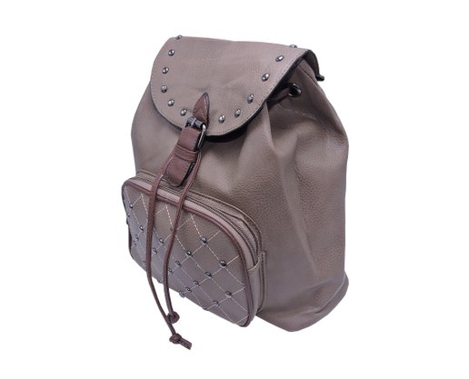 Mochila Feminina Adulto Sintético Com Bolso Frontal E Tachas X-6064 CH&LR Cinza Escuro