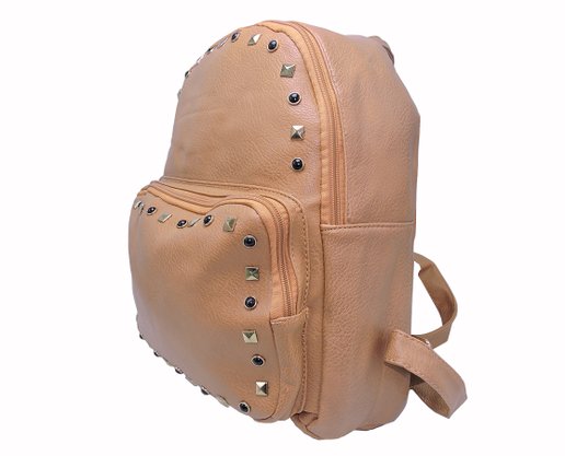 Mochila Feminina Adulto Sintético Com Detalhe de Tachas KL300 CH&LR Caramelo