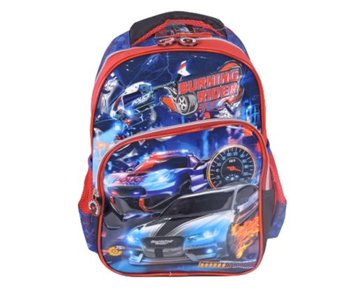 Mochila Infantil Tema Burning Rider BUR30C00201 Gosuper Vermelho e Azul