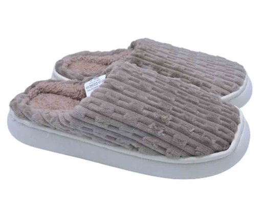 Pantufa Canelada Unissex Adulto QF-126 Center Marrom
