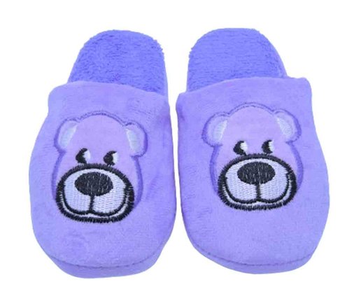 Pantufa Peluciada Unissex Infantil Bordada H13771 Center Lilás
