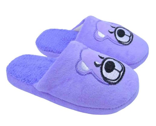 Pantufa Peluciada Unissex Infantil Bordada H13771 Center Lilás