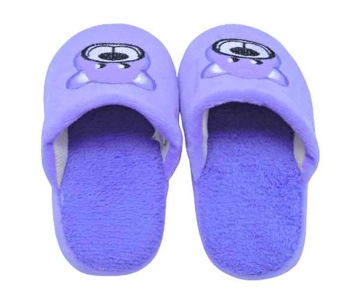 Pantufa Peluciada Unissex Infantil Bordada H13771 Center Lilás