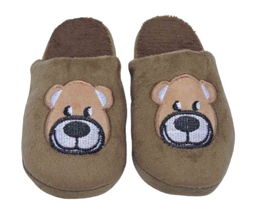 Pantufa Peluciada Unissex Infantil Bordada H13771 Center Marrom