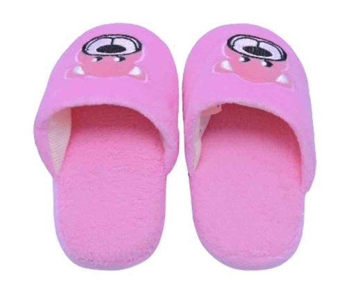 Pantufa Peluciada Unissex Infantil Bordada H13771 Center Rosa