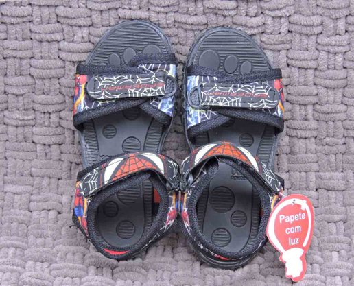 Papete Masculina Infantil Estampa Homem Aranha com Led 03 Crik Preto