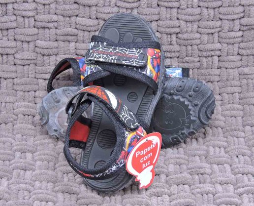 Papete Masculina Infantil Estampa Homem Aranha com Led 03 Crik Preto