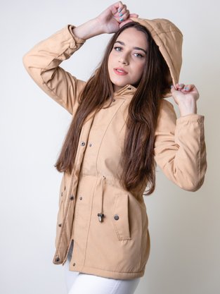 Parka De Sarja Feminina Adulto Com Capuz 66.09.0028 Mosaico Bege
