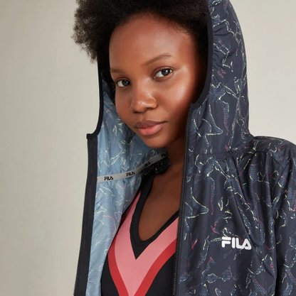 Parka Feminina Adulto Printed F12AT044 Fila Preto