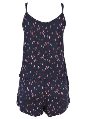 Pijama Curto Feminino Adulto De Malha Estampa Cogumelo V791M Vila Flor Marinho
