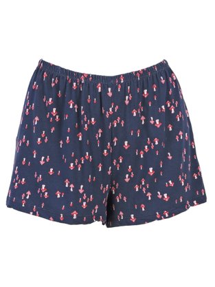 Pijama Curto Feminino Adulto De Malha Estampa Cogumelo V791M Vila Flor Marinho