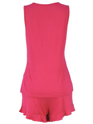 Pijama Curto Feminino Adulto De Malha Liso V507M Vila Flor Rosa
