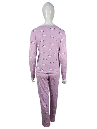 Pijama Feminino Adulto Em Suede Estampado 9200 Kanto Dos Sonhos Lilás