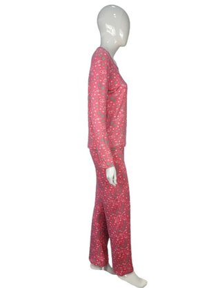 Pijama Feminino Adulto Em Suede Estampado 9200 Kanto Dos Sonhos Rosa
