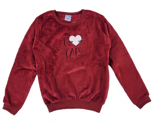 Pijama Fleece  Feminino Infantil 2-8 5809 Kanto Dos Sonhos bordo