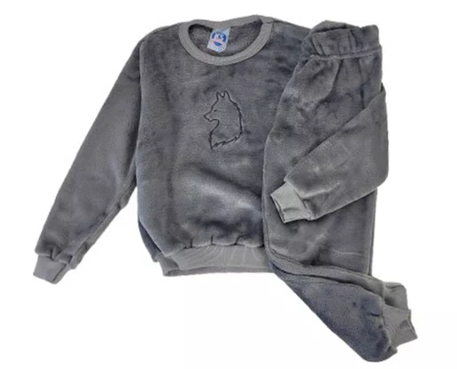 Pijama Fleece Masculino Juvenil  10-16 5811 Kanto Dos Sonhos Chumbo