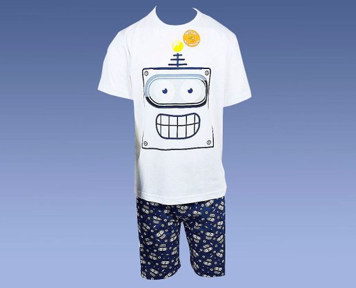 Pijama Masculino Infantil 4-12 Camiseta Manga Curta e Bermuda Anti-Mosquito 109442 Kyly Branco e Azul