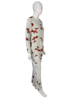 Pijama Plush Feminino Adulto 5815 kanto Dos Sonhos Gelo e Marrom