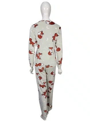 Pijama Plush Feminino Adulto 5815 kanto Dos Sonhos Gelo e Marrom
