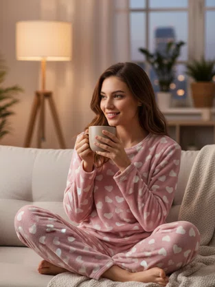 Pijama Plush Feminino Adulto 5815 Kanto Dos Sonhos Rosa e Branco