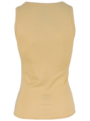 Regata Decote V Feminina Adulto Lisa Detalhe Botões V827M Vila Flor Amarelo