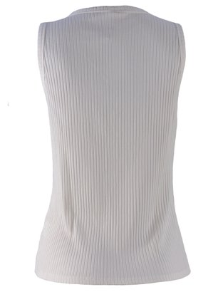Regata Decote V Feminina Adulto Lisa Detalhe Botões V827M Vila Flor Creme