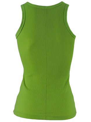 Regata Feminina Adulto Decote Redondo Canelada 6431 Paty Gloss Verde Neon