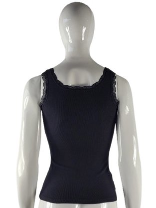 Regata Lisa Feminina Adulto Detalhe Renda 1000104059 Enfim Preto