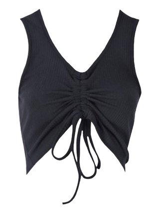 Regata Cropped Canelada Feminina Adulto 123222008 Over Preto