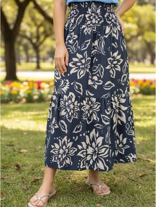 Saia Midi em Viscose Feminina Adulto 1.703421 Lecimar Marinho