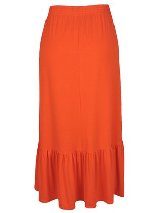 Saia Midi Feminina Adulto Detalhe Babado V582M Vila Flor Coral