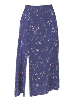 Saia Midi Feminina Adulto Detalhe Fenda V583T Vila Flor Marinho Saia Midi Feminina Adulto Detalhe Fenda V583T Vila Flor Marinho