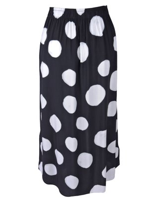 Saia Midi Feminina Adulto Detalhe Fenda V583T Vila Flor Preto e Branco