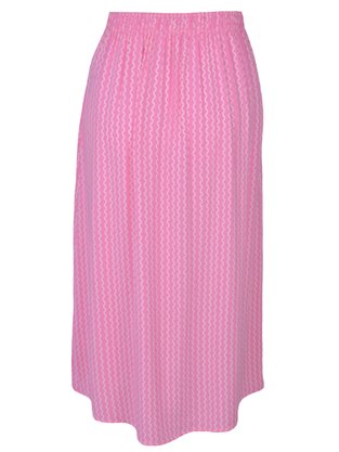 Saia Midi Feminina Adulto Detalhe Fenda V583T Vila Flor Rosa e Branco