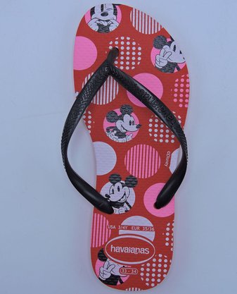 Chinelo Feminino Adulto Slim Disney Havaianas Vermelho E Preto