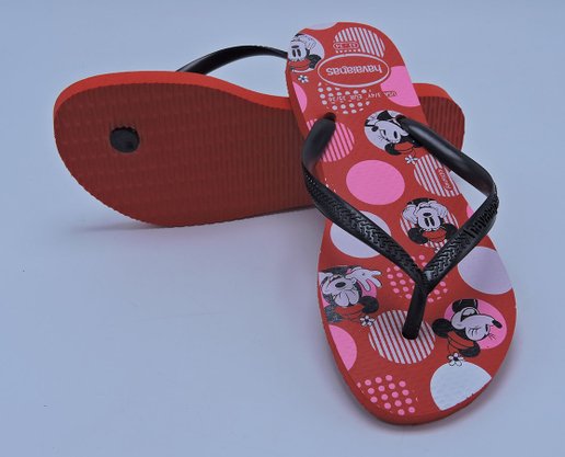 Chinelo Feminino Adulto Slim Disney Havaianas Vermelho E Preto
