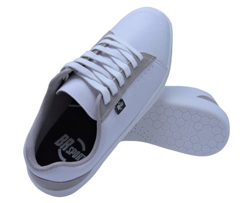 Sapatênis Masculino Adulto Em Napa 2274.107 BRSport Branco e Cinza