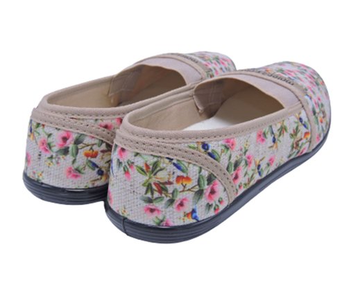 Sapatilha Feminina Adulto Floral Linho 520.59 Moleca Multi Bege