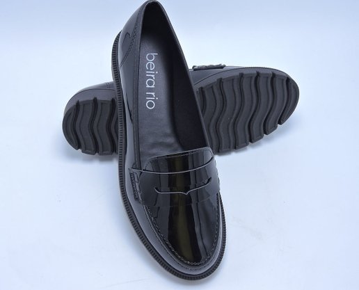 Sapato Mocassim Casual Feminino Adulto Verniz Premium 4283.115 Beira Rio Preto