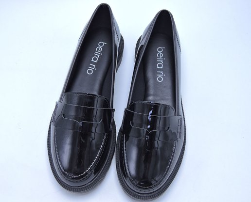 Sapato Mocassim Casual Feminino Adulto Verniz Premium 4283.115 Beira Rio Preto