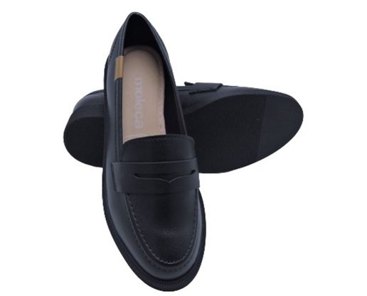 Sapato Mocassim Feminino Adulto Napa Turim 5666.105 Moleca Preto