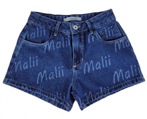 Shorts Jeans Evasê Feminino Juvenvil 10/16  6001 Maliinha Jeans Médio