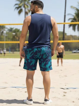 Short Volley De Tactel Masculino Folhas 560685 Mormaii Marinho e Verde