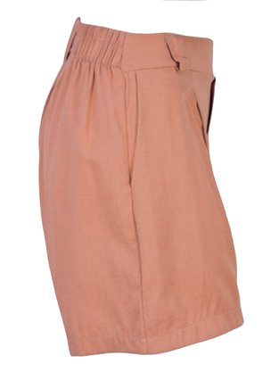 Shorts Em Viscolinho Feminino Adulto 1.703368 Lecimar Bege Outono