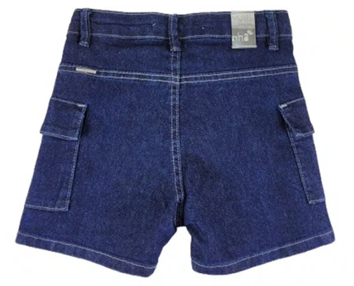 Shorts Jeans Cargo Feminino Infantil 4/8 6055 Maliinha Jeans Escuro
