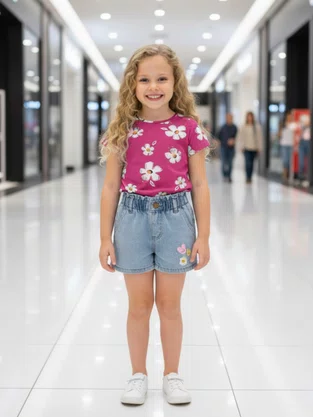 Shorts Jeans Feminino Infanti 4/8 6054 Maliinha Jeans Claro