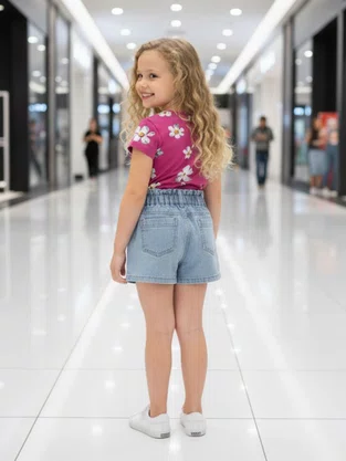 Shorts Jeans Feminino Infanti 4/8 6054 Maliinha Jeans Claro