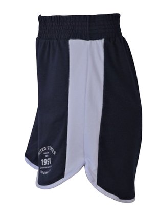 Shorts Runner Feminino Adulto Moletinho 1000109866 Enfim Marinho e Branco